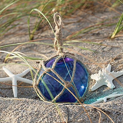 כדור צף זכוכית כחולה קובלט גדול | כדורי מצוף דיג 5 | מושלם לחתונות בחוף או כקישוטים לחג המולד | פלוס ספר אלקטרוני